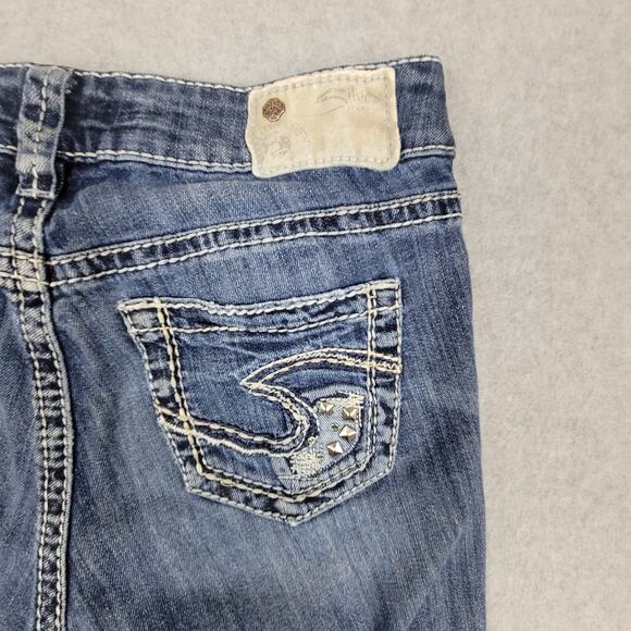 Silver Jeans Womens Size 26 Suki Mid Capri Distressed Embellished - Picture 9 of 16